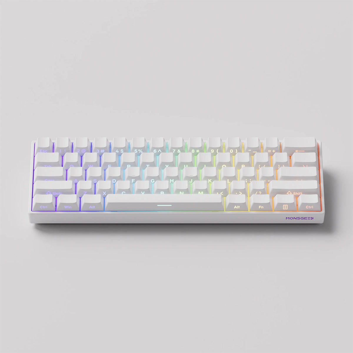 Akko Monsgeek Fun60 Pro 60% Wireless Hall-Effect Gaming Keyboard White - Glare Magnetic Switch