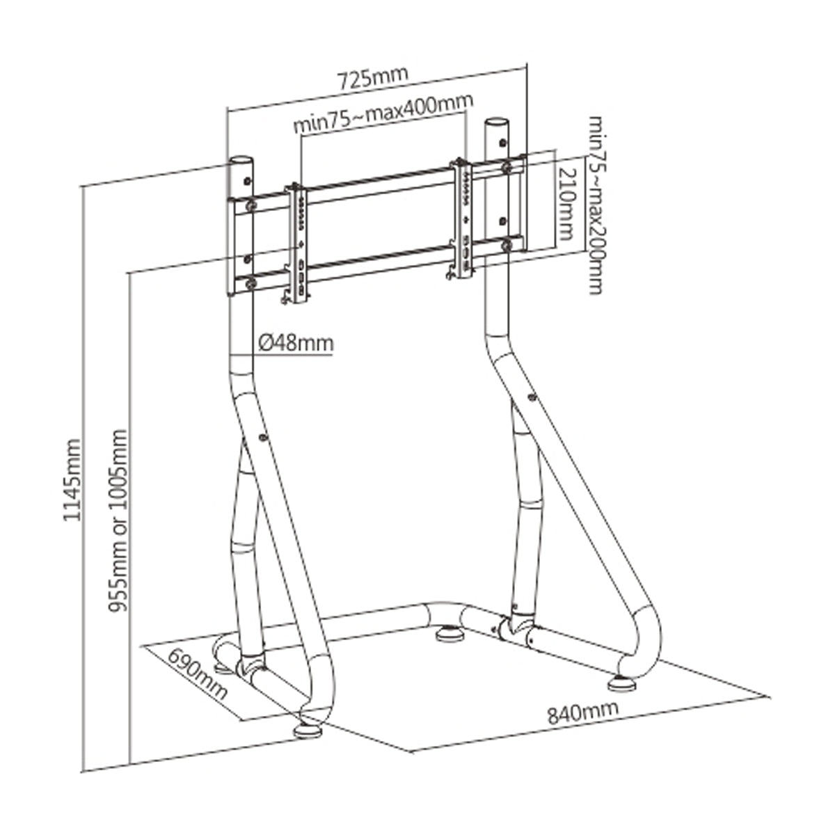 Lumi LRS01-SR01 Single Monitor Mount For Sim Gaming, Height Adjustable Stand Designed For LRS01-BS Racing Simulator Cockpit