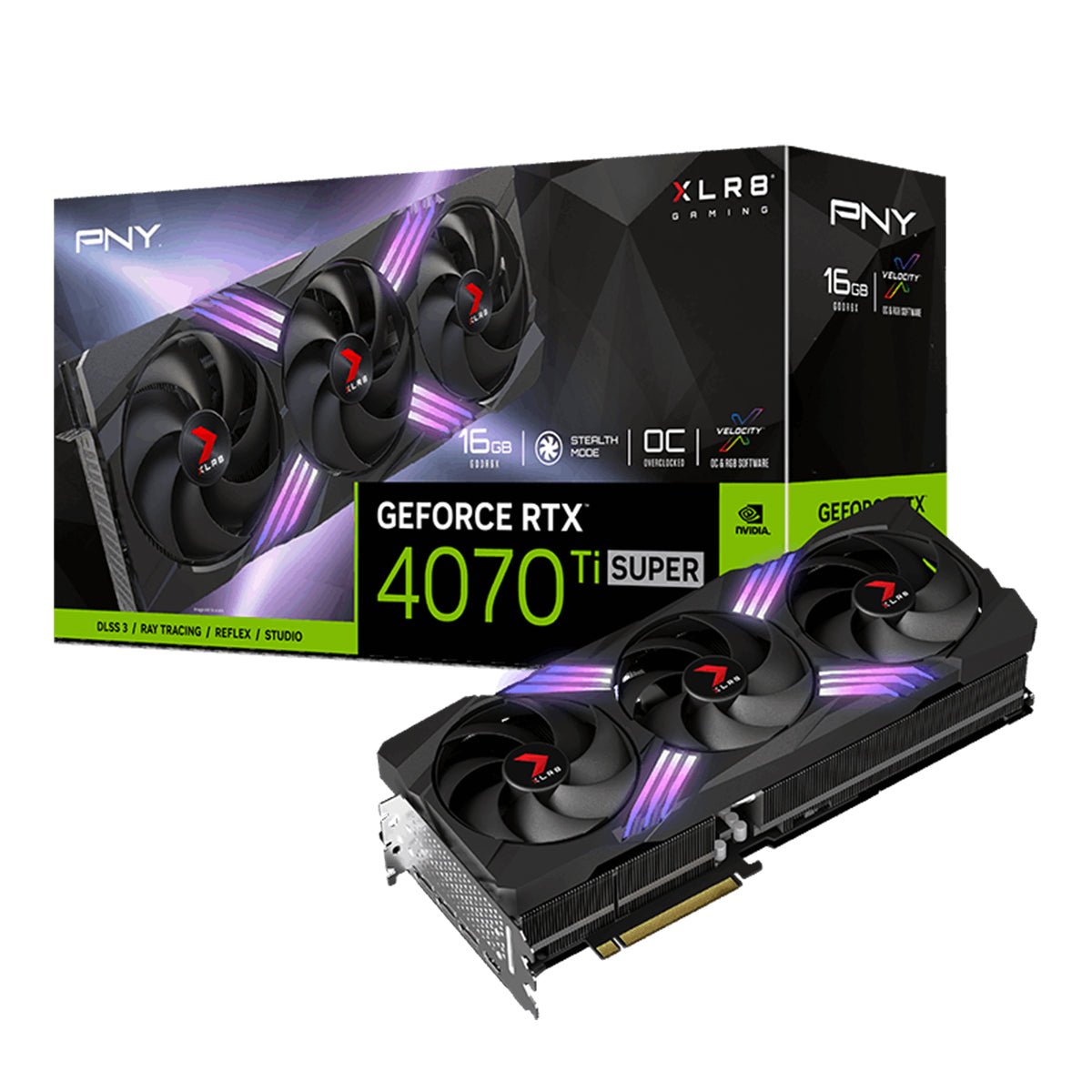 PNY GeForce RTX 4070 Ti SUPER XLR8 Gaming VERTO EPIC-X RGB Overclocked Triple Fan 16GB Graphics Card