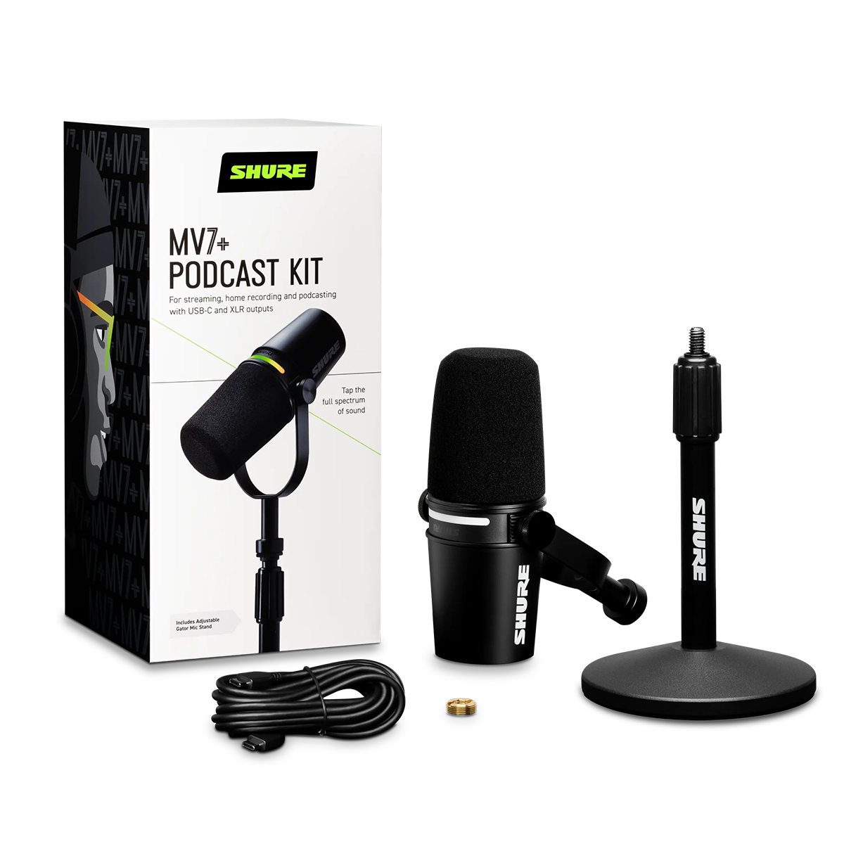 Shure MV7 USB/XLR Dynamic Podcast Microphone Kit - Black