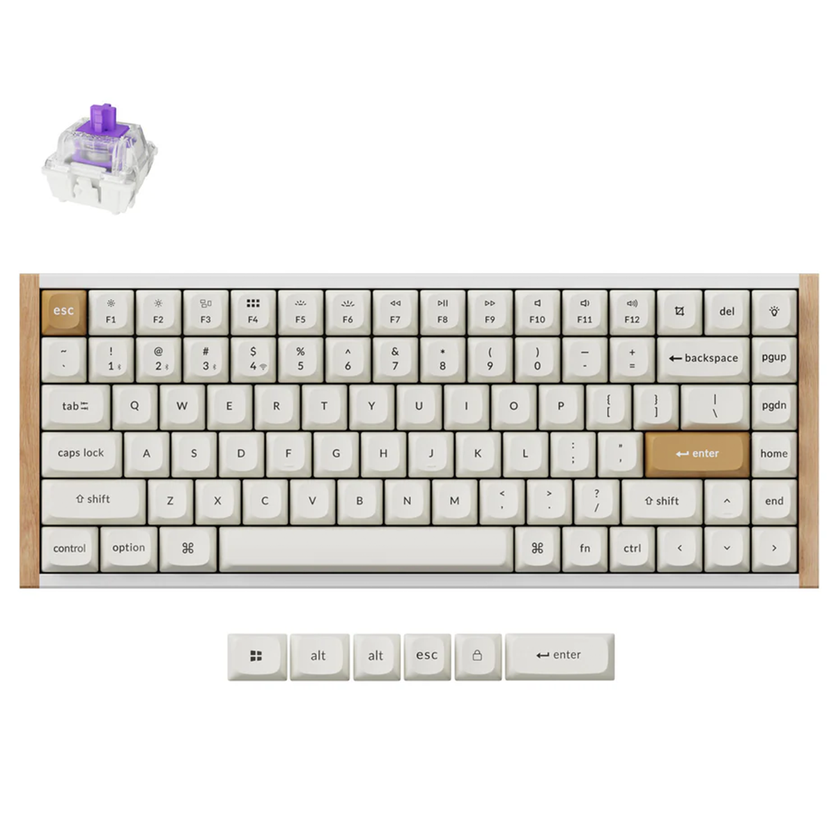 Keychron K2 HE 75% RGB White/Wood Wireless Mechanical Keyboard - Nebula Switch