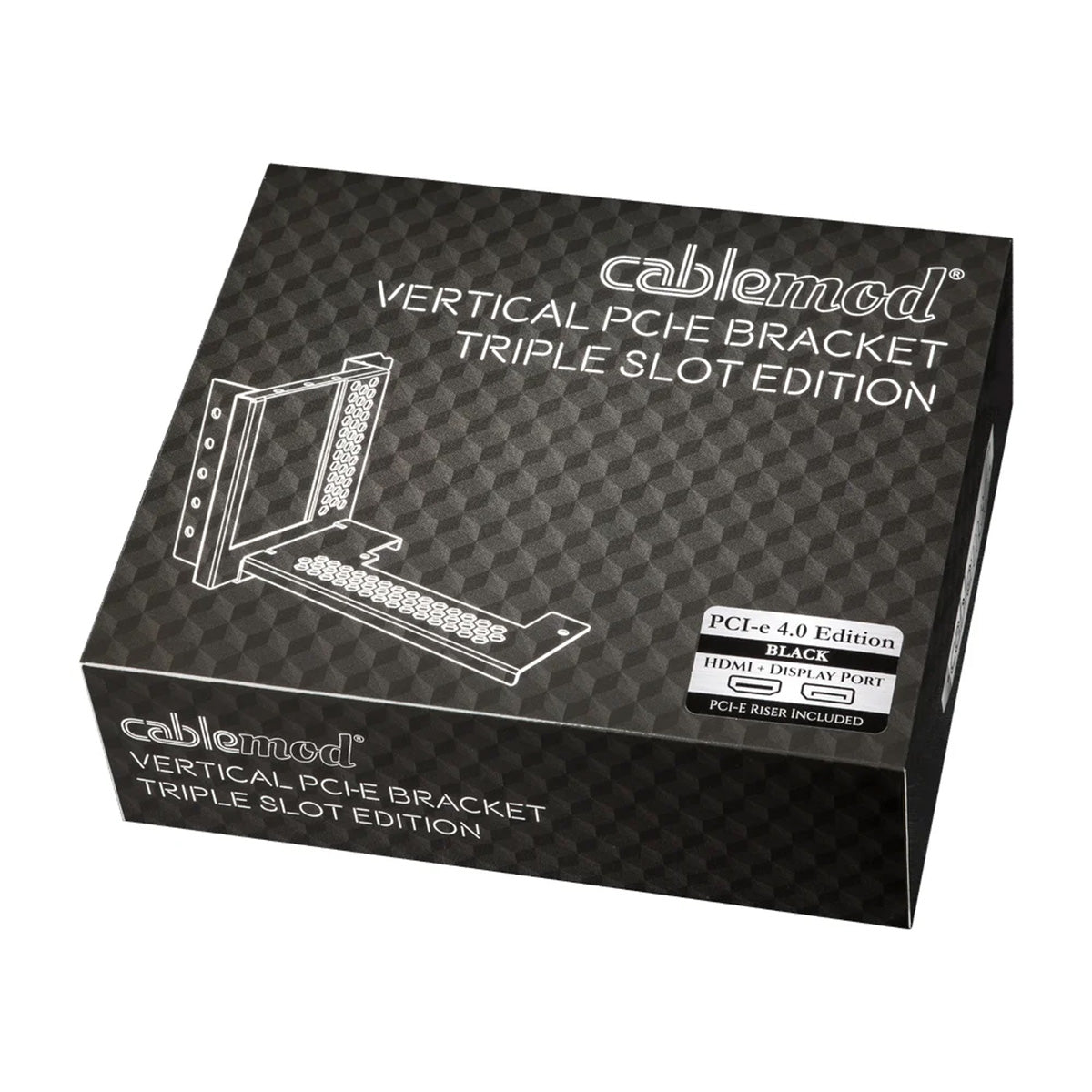 CableMod Vertical PCI-e Bracket Triple Slot Edition with PCI-e 4.0 Riser Cable (Black, HDMI + DisplayPort)