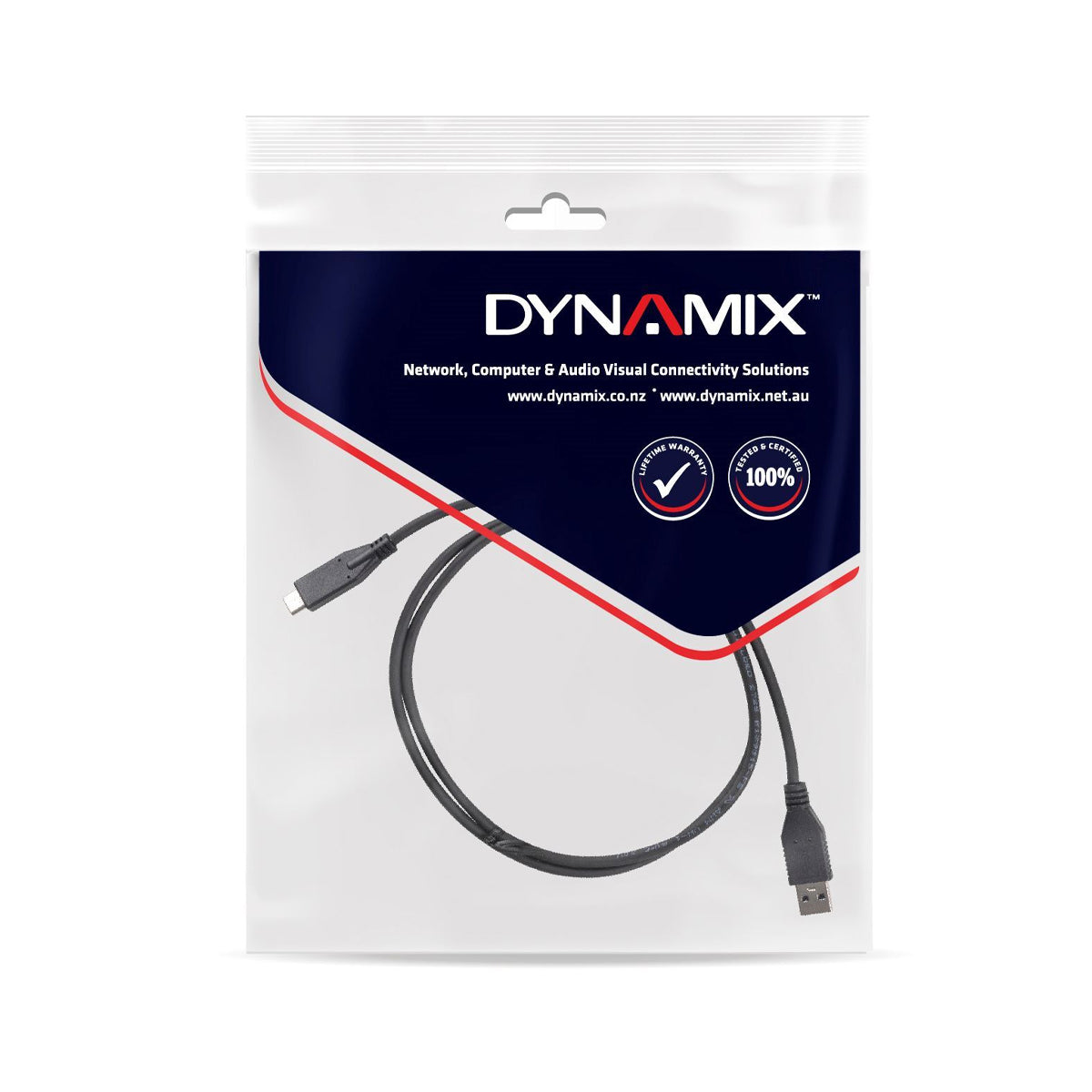 Dynamix USB 3.1 USB-C to A Cable Black - 2M