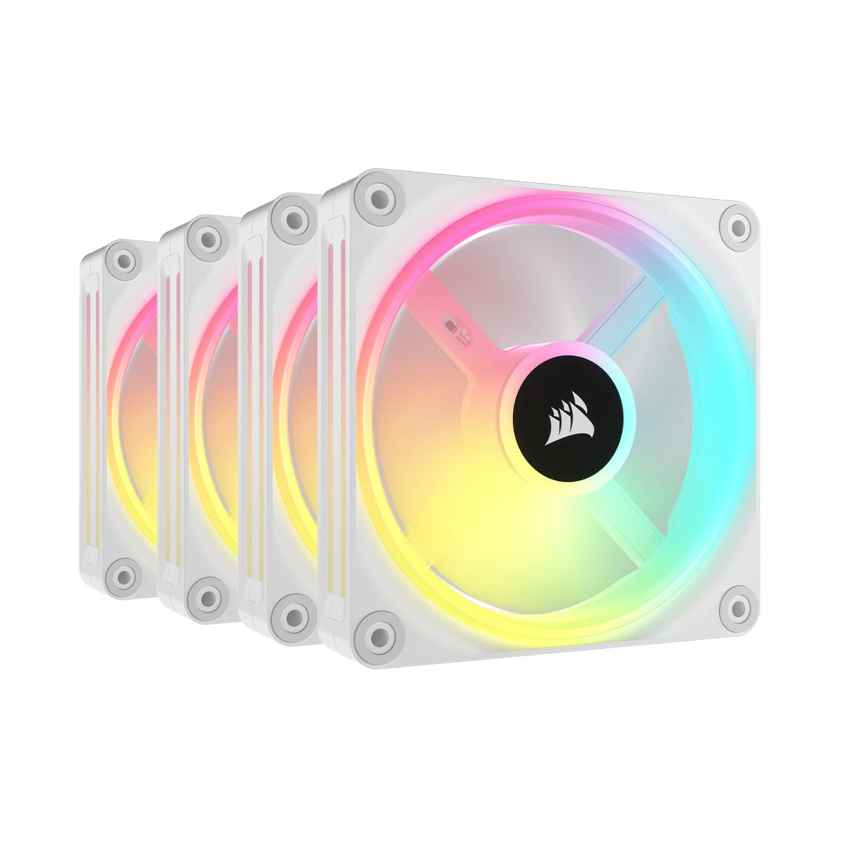 Corsair iCUE LINK QX120 RGB 120mm Magnetic Dome RGB Fan, Quad Fan Kit - White