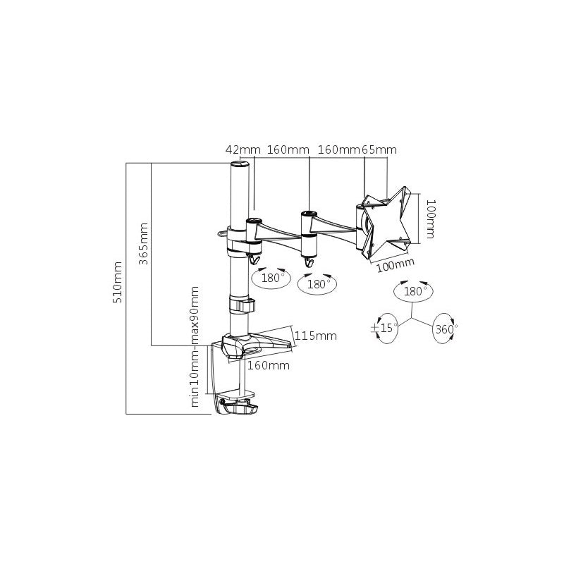 Brateck Lumi LDT02-C012 13"-27" Monitor Desk Mount