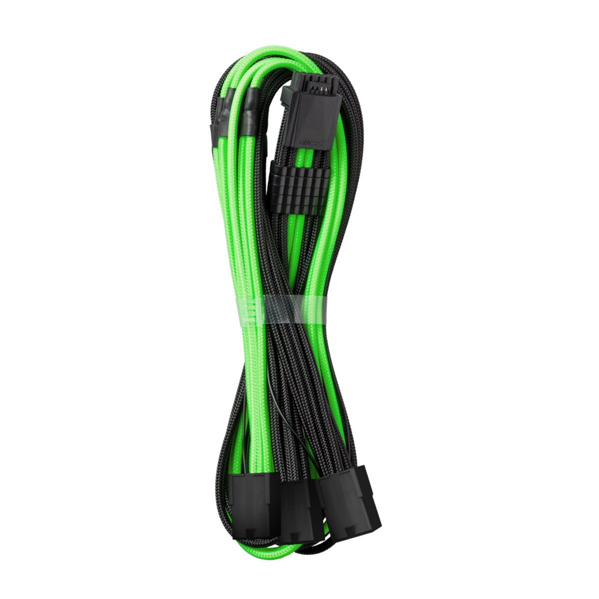 CableMod ModMesh Sleeved 12VHPWR StealthSense PCI-e Extension (Black + Light Green, 16-pin to Triple 8-pin, 45cm)