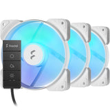 Fractal Design Aspect 14 RGB 140mm PWM Fan 3 Pack + Adjust 2 Fan Controller - White