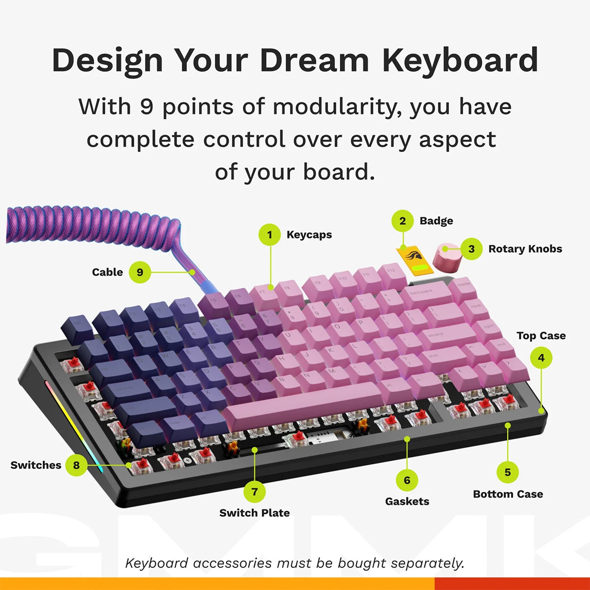 Glorious GMMK 3 Pro 75% Wired Mechanical Keyboard Fox Linear Switch - Black