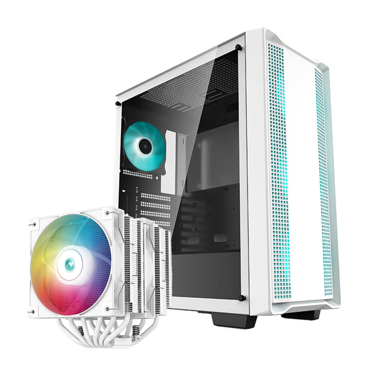 Deepcool CC560 V2 Mid Tower Case TG + AG620 ARGB CPU Cooler - White