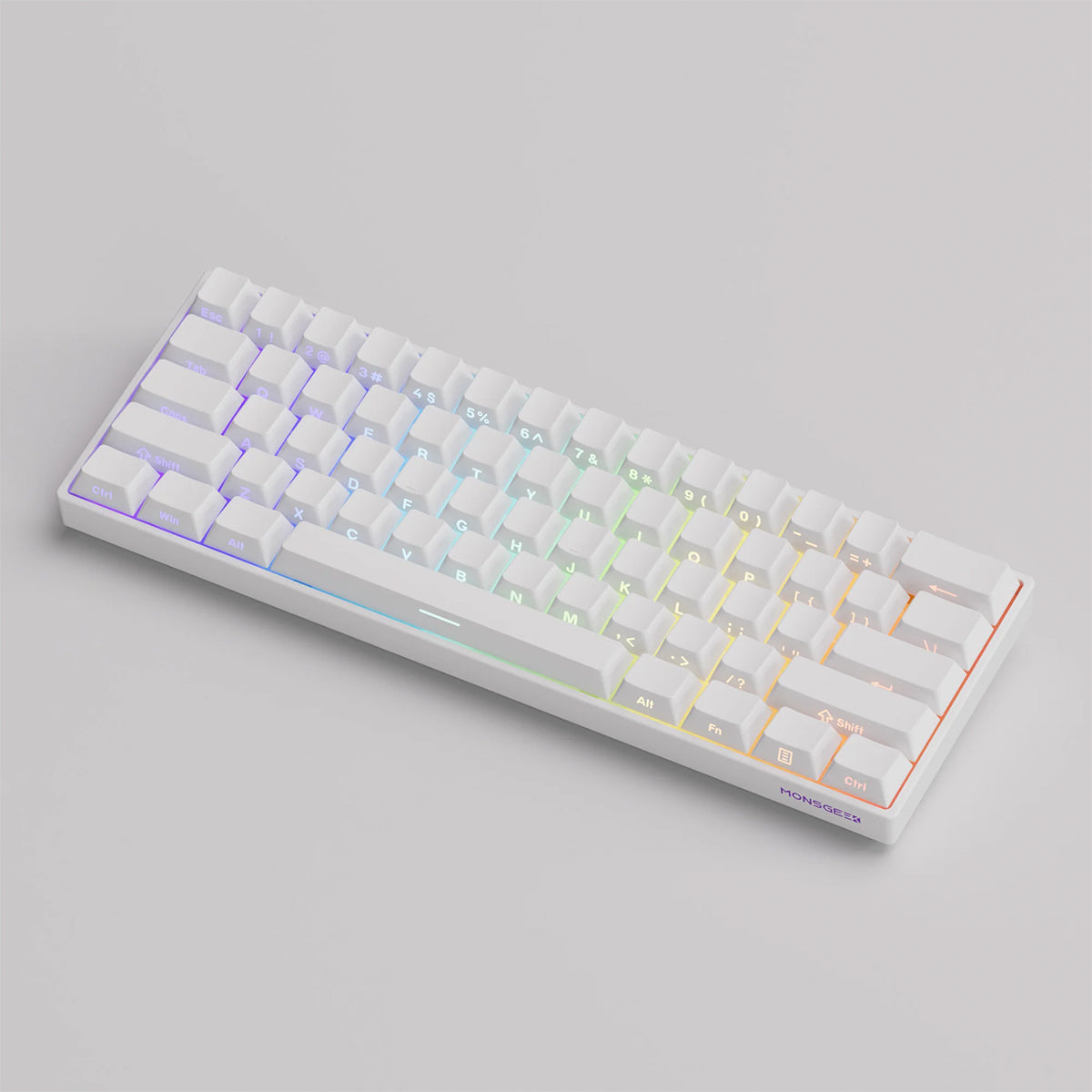 Akko Monsgeek Fun60 Pro 60% Wireless Hall-Effect Gaming Keyboard White - Glare Magnetic Switch
