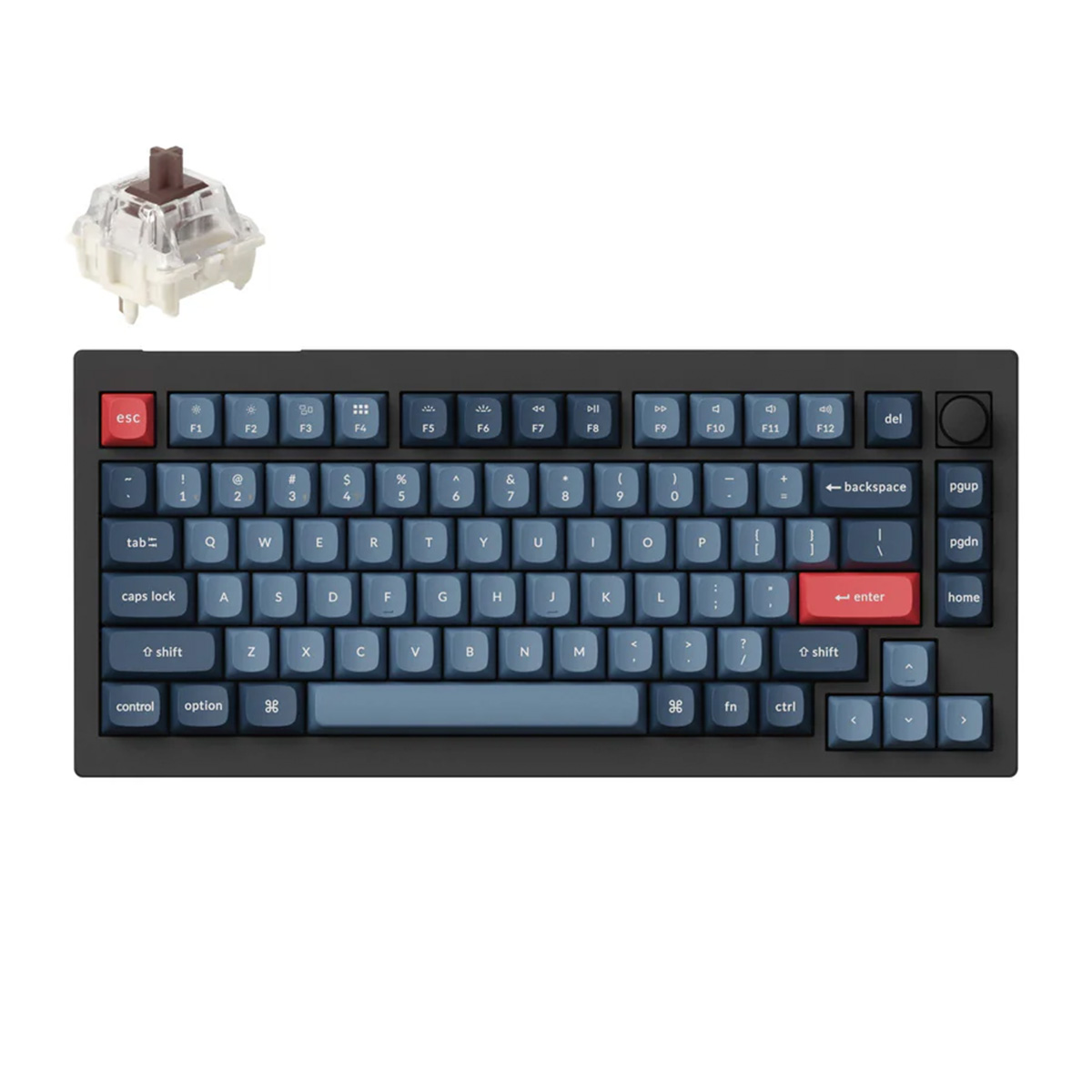 Keychron V1 Max 75% RGB Carbon Black Wireless Mechanical Keyboard - Jupiter Brown Switch