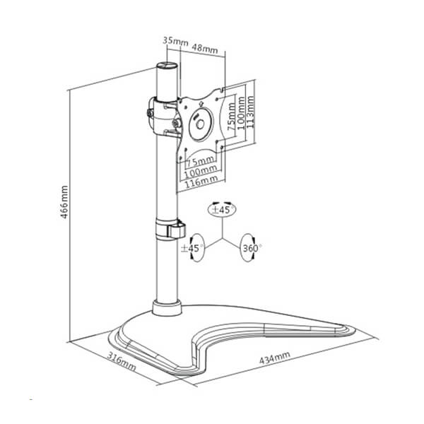 Brateck Lumi LDT08-T01 Single Monitor Desktop Stand 13"-27"