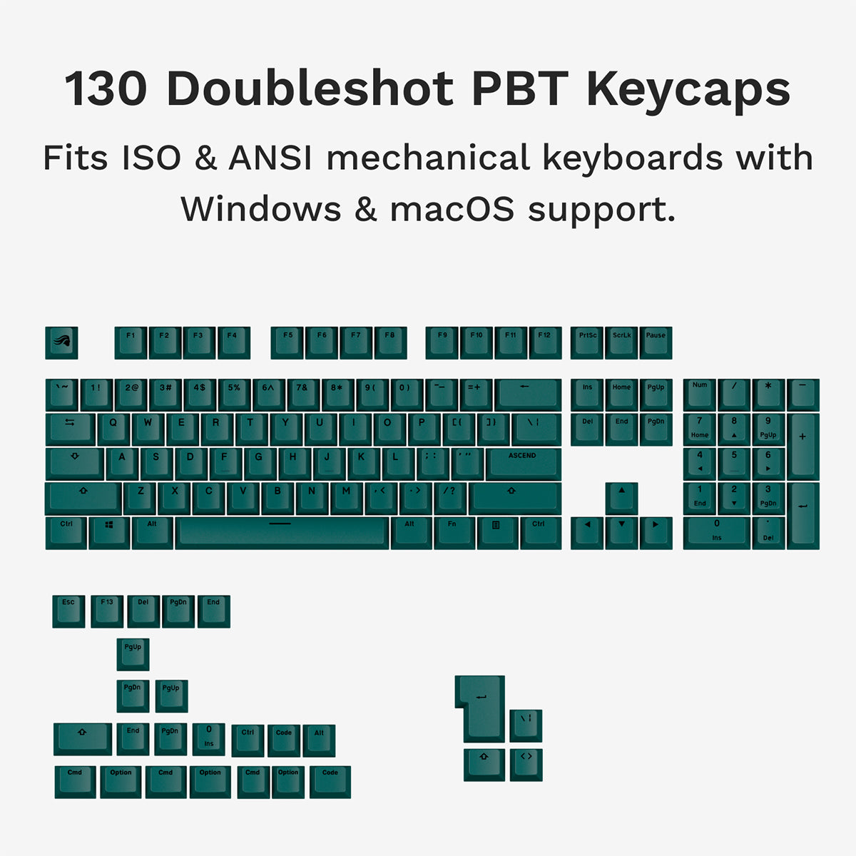 Glorious GPBT Basics Keycaps - Totem Green