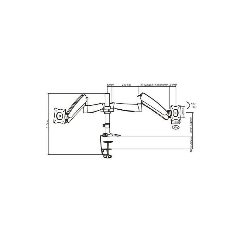 Brateck Lumi LDT04-C024 13" to 27" Counter Balance Dual LCD Monitor Desk Mount