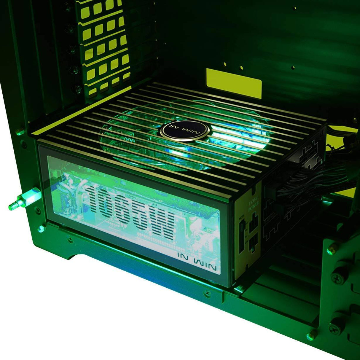 Inwin H-Frame 2.0 Tower Chassis w/1065W PSU - Black/Green