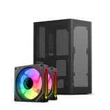 Ssupd Meshlicious Mini ITX Case - Full Mesh - PCIE 3.0 + 2x Sama YF1202 ARGB Infinity Mirror Fans + Mirror Side Panel - Black