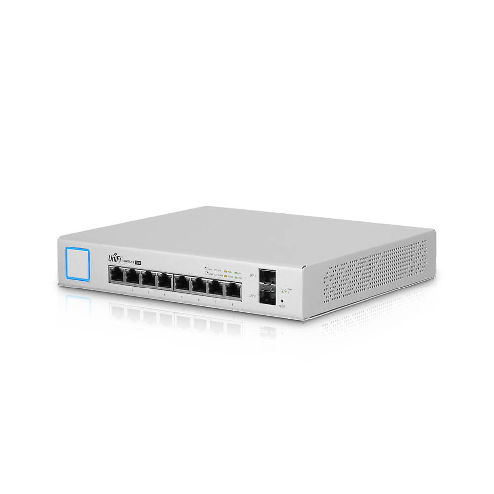 Ubiquiti UniFi Switch US-8-150W 8-Port Gigabit Managed PoE+ Switch with 8 x PoE/PoE+ (Max 150W) and 2 x SFP