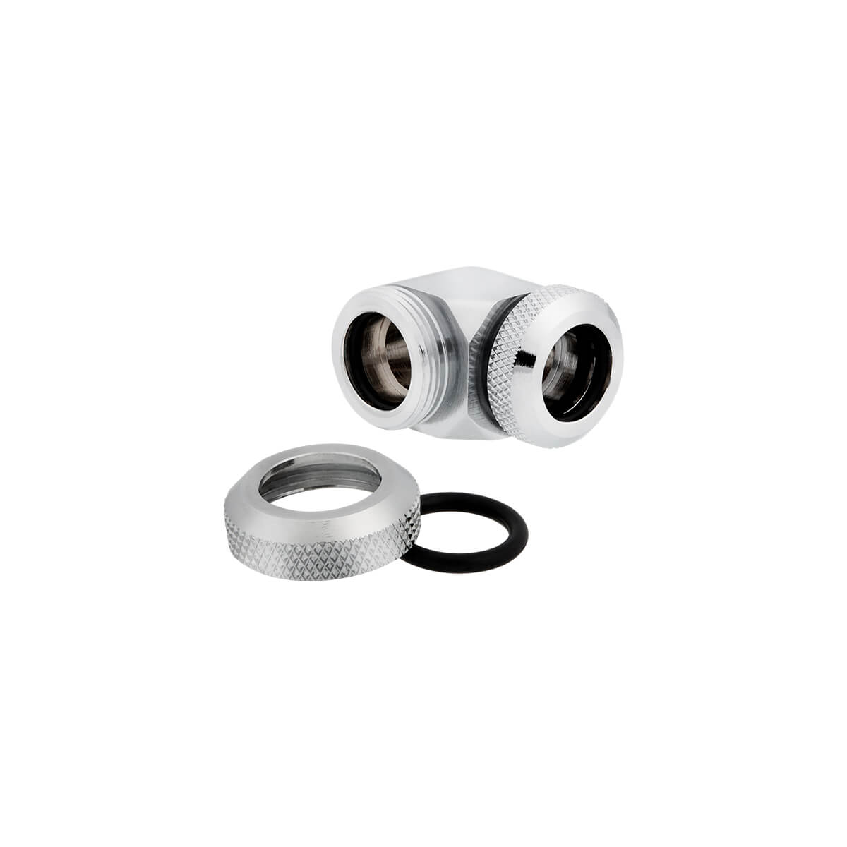 Corsair Hydro X Series XF Hardline 12mm 90° Angled Compression Twin Pack - Chrome