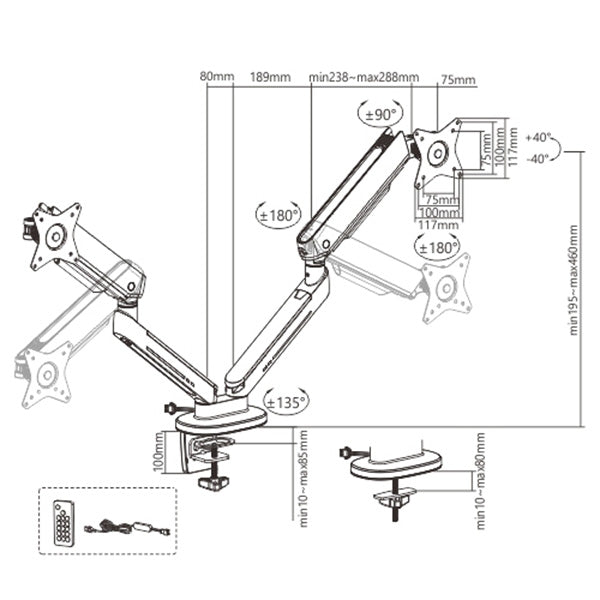 Lumi LDT54-C024U Dual Monitor RGB Gaming Arm