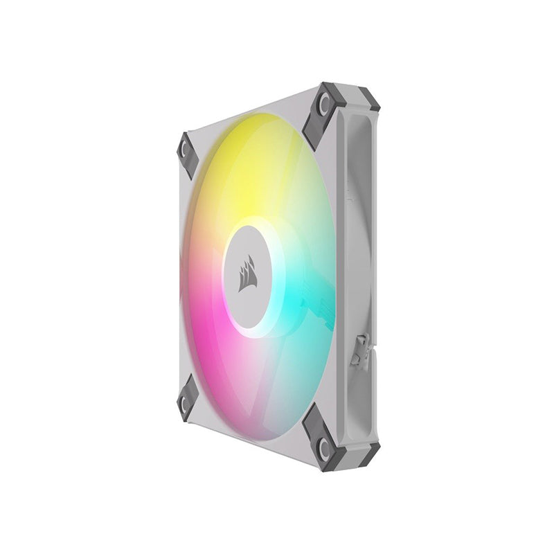 Corsair AF120 RGB SLIM WHITE 120mmx15mm Fluid Dynamic RGB Fan - Dual Pack with Lighting Node CORE