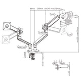 Brateck 17 -32 Premium Aluminium Dual Spring-Assisted Desk Mount Monitor Arm. Supports VESA up to100x100