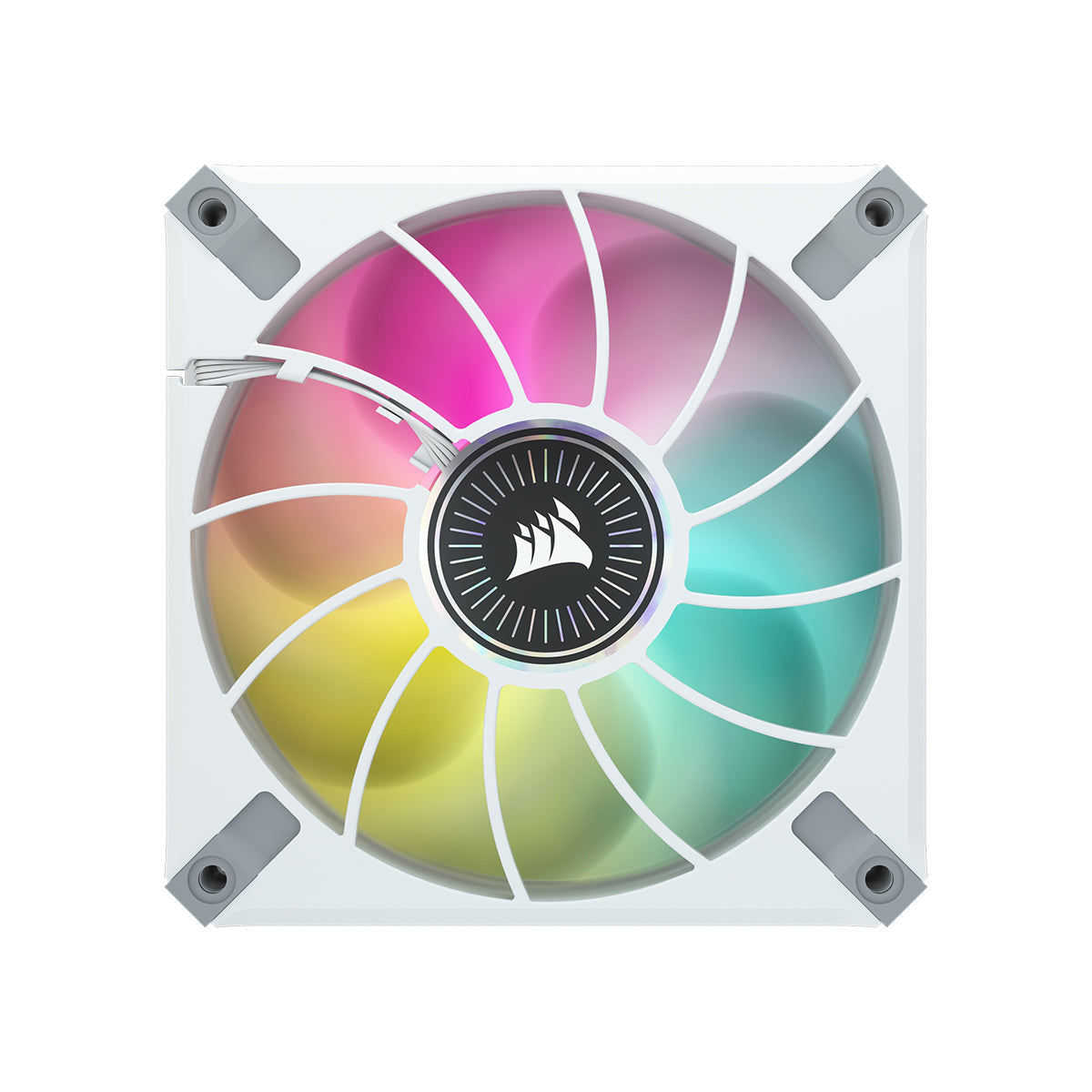 Corsair ML120 RGB ELITE WHITE 120mm Magnetic Levitation RGB Fan with AirGuide - Triple Pack with Lighting Node CORE