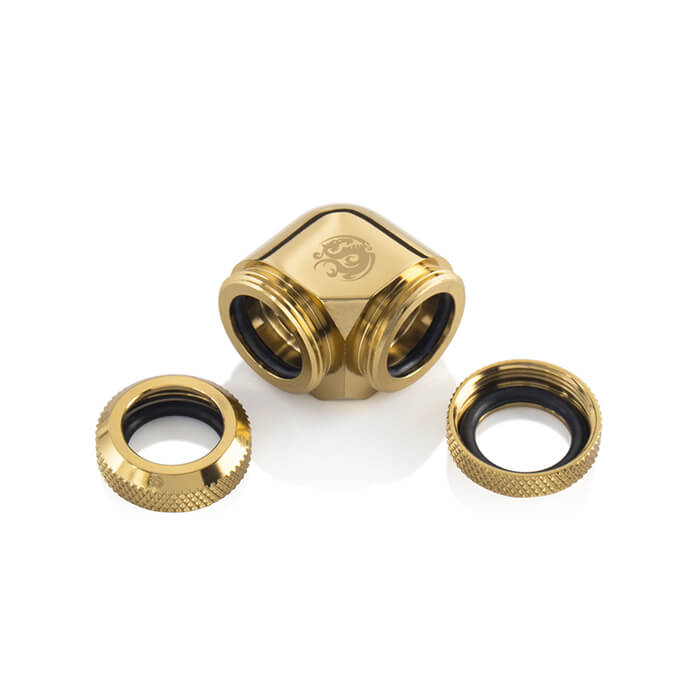 Bitspower 90-Degree Dual Multi-Link Fitting For OD 14mm - True Brass