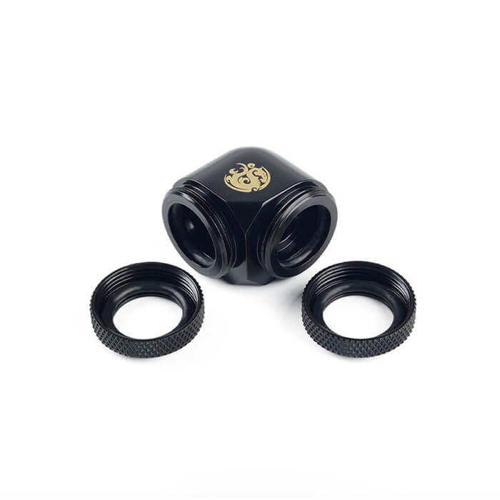 Bitspower 90-Degree Dual Multi-Link Fitting For OD 14mm - Matt Black