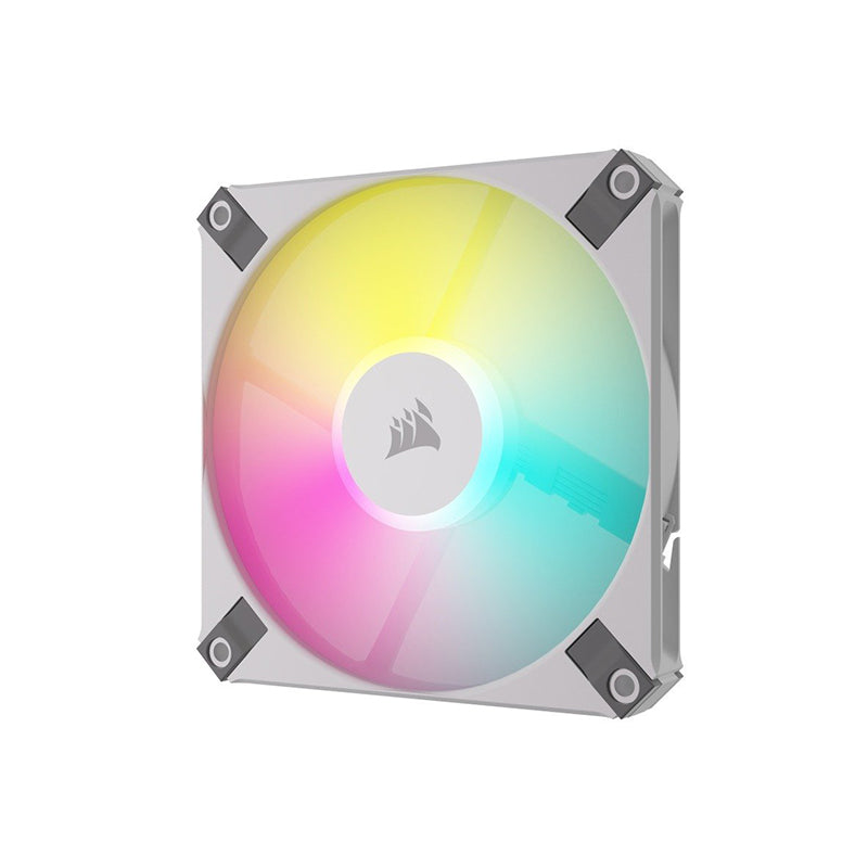 Corsair AF120 RGB SLIM WHITE 120mmx15mm Fluid Dynamic RGB Fan - Dual Pack with Lighting Node CORE