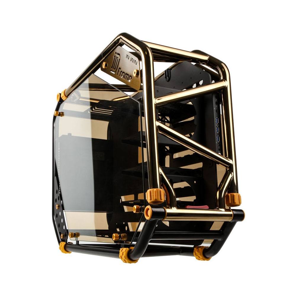 Inwin D-Frame 2.0 Open Tower Chassis w/1065 Watt PSU - Black/Gold