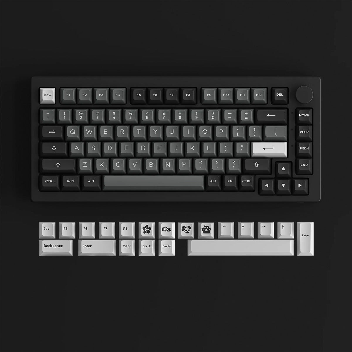 Akko 5075B Plus Black & Silver 75% RGB Wireless Mechanical Keyboard - Creamy Blue Switch