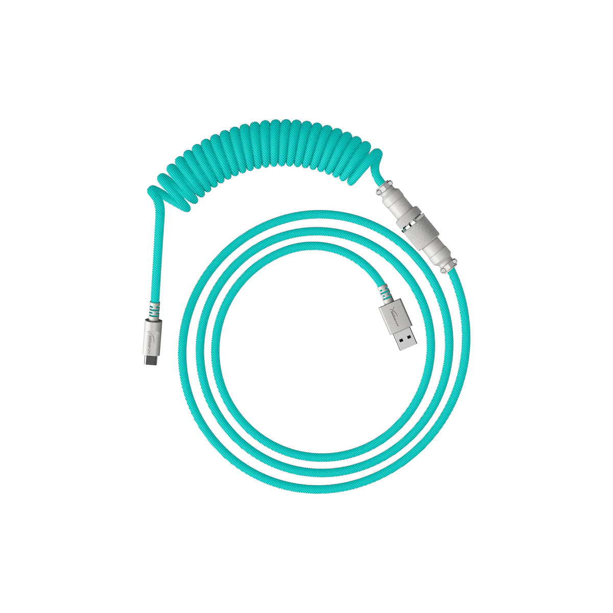 HYPERX Durable Coiled Cable Stylish Design 5-pin Aviator Connector USB-C to USB-A Light Green/White