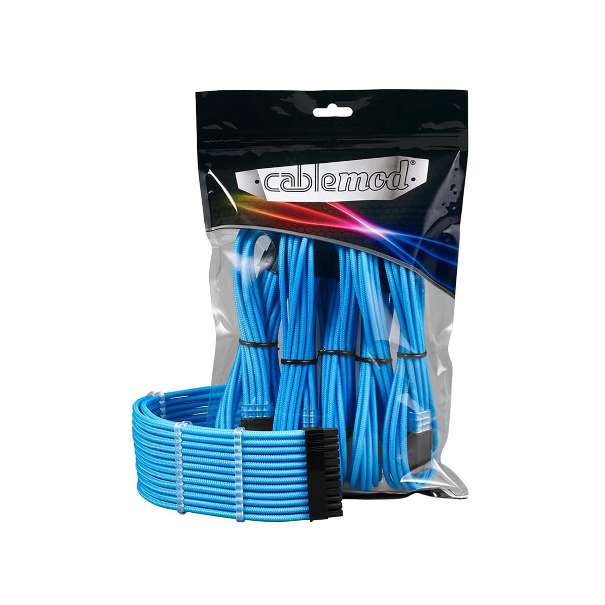 CableMod Pro ModMesh Sleeved 12VHPWR StealthSense Cable Extension Kit (Light Blue, 16-pin to Triple 8-pin)