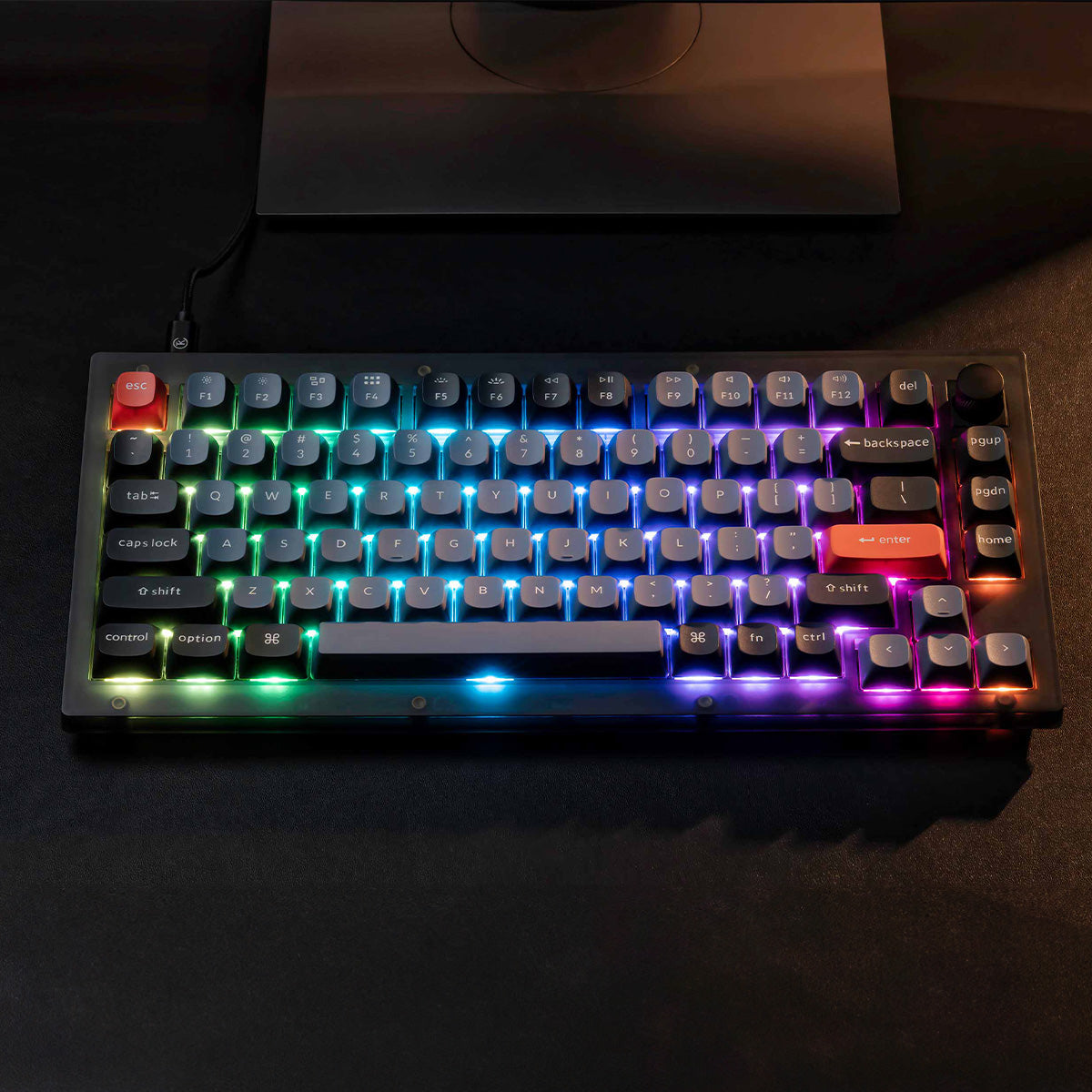 Keychron V1 Knob 75% RGB Frosted Black Mechanical Keyboard - K Pro Red Switch