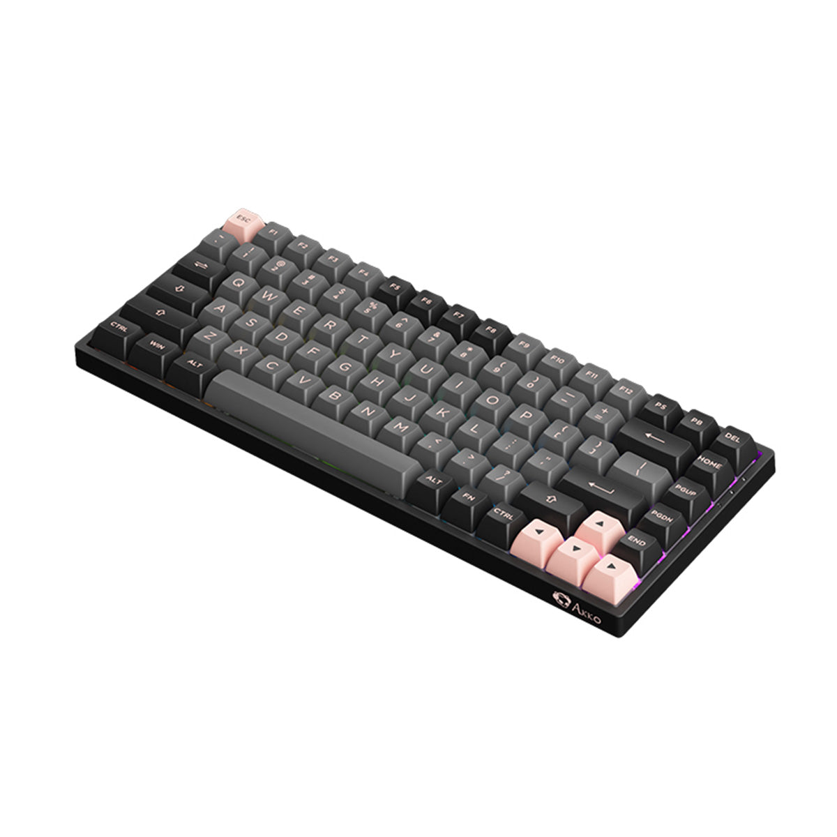 Akko 3084B Black & Pink Hot-Swappable Wireless RGB Keyboard CS Purple Switch