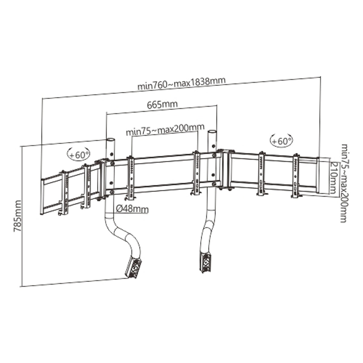 Lumi LRS02-SR02 Triple Monitor Mount for LRS02-BS Stand designed for racing simulator cockpit