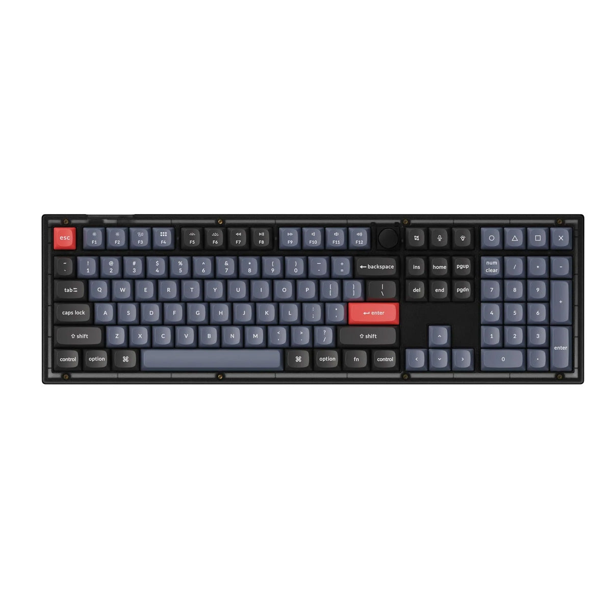 Keychron V6 Knob Full Sized RGB Frosted Black Mechanical Keyboard - K Pro Red Switch