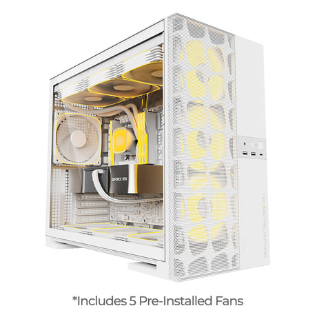 Geometric Future Model 5 Vent ATX Mid Tower Mesh Case 5 Fans - White