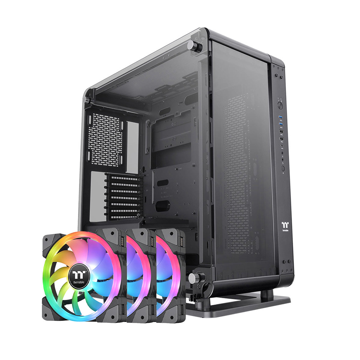 Thermaltake Core P6 Mid Tower Case + SWAFAN EX12 120mm RGB Fan 3 Pack - TG Black