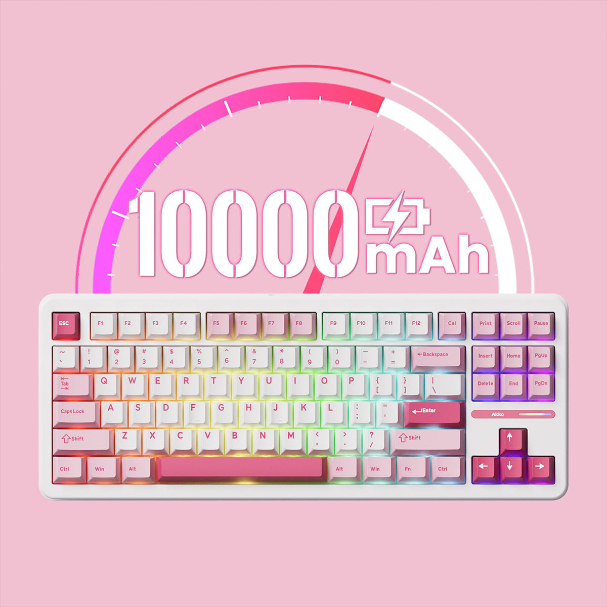 Akko Tac87 Prunus Lannesiana TKL RGB Wireless Mechanical Keyboard - Stellar Rose Switch