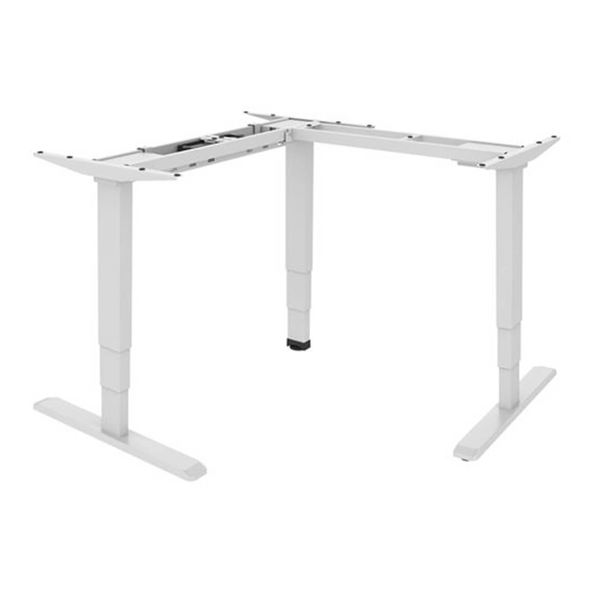 Brateck Lumi L-Shape Electric Sit-Stand Desk Frame With Triple Motors White Colour