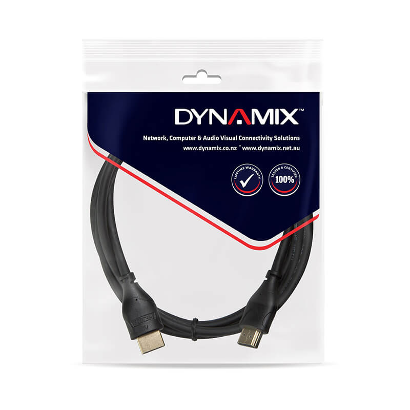 Dynamix Slimline HDMI with Ethernet Support 19 Pin Type A MM Cable - 1M