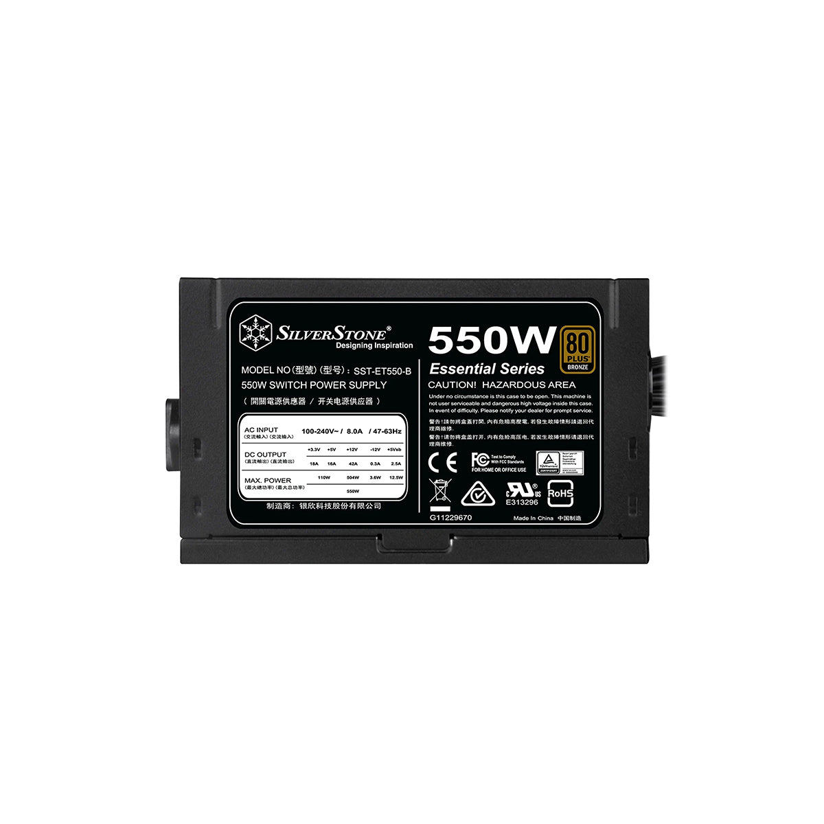 Silverstone ET550-B 550W 80Plus Bronze Power Supply