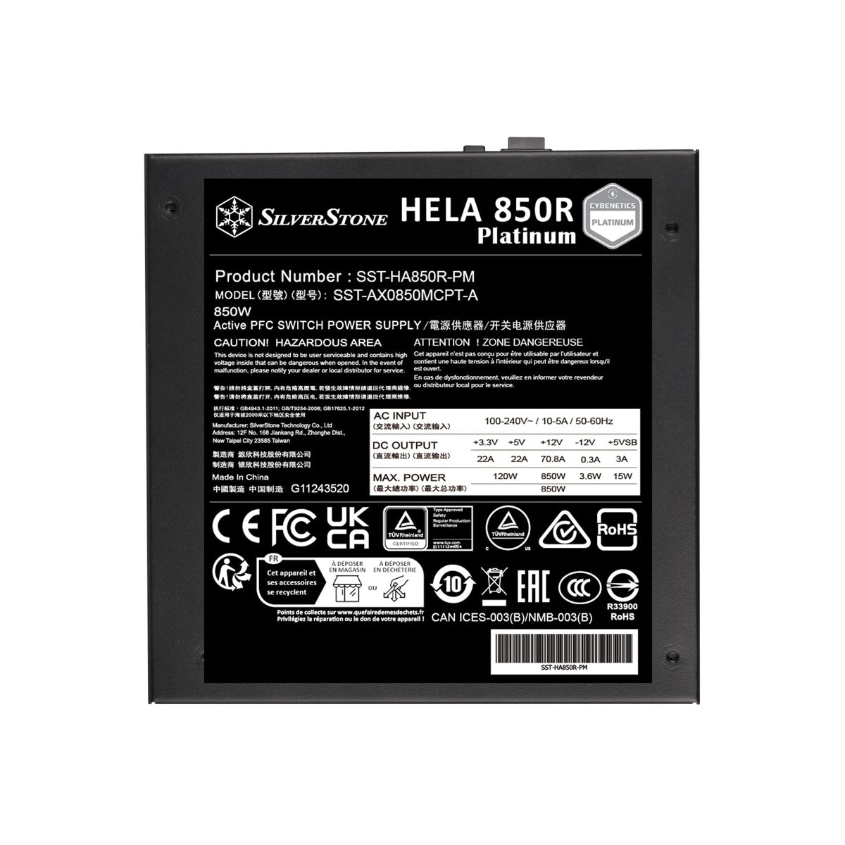 Silverstone HELA 850R Platinum 850W Fully Modular Power Supply