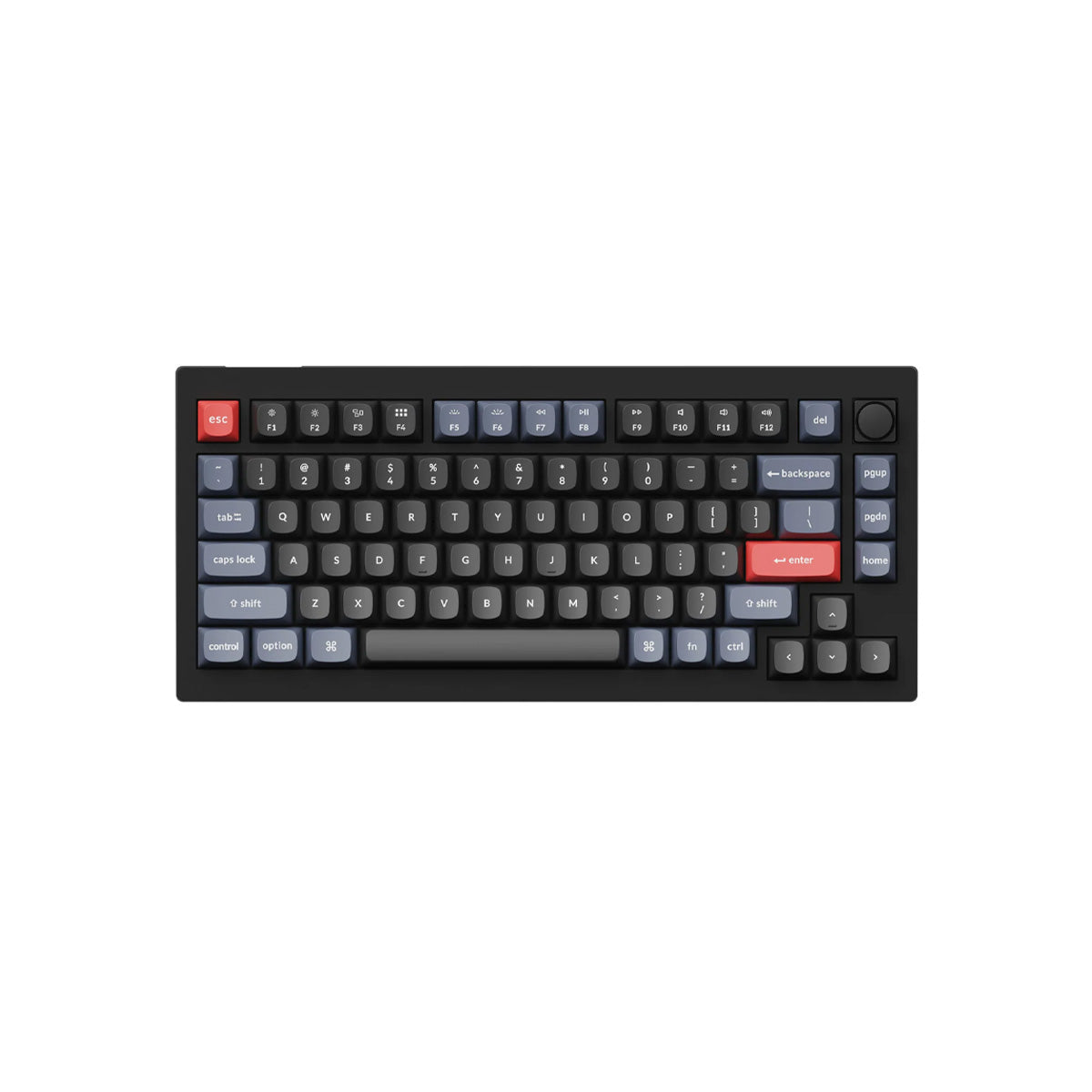 Keychron V1 Knob 75% RGB Carbon Black Mechanical Keyboard - K Pro Brown Switch