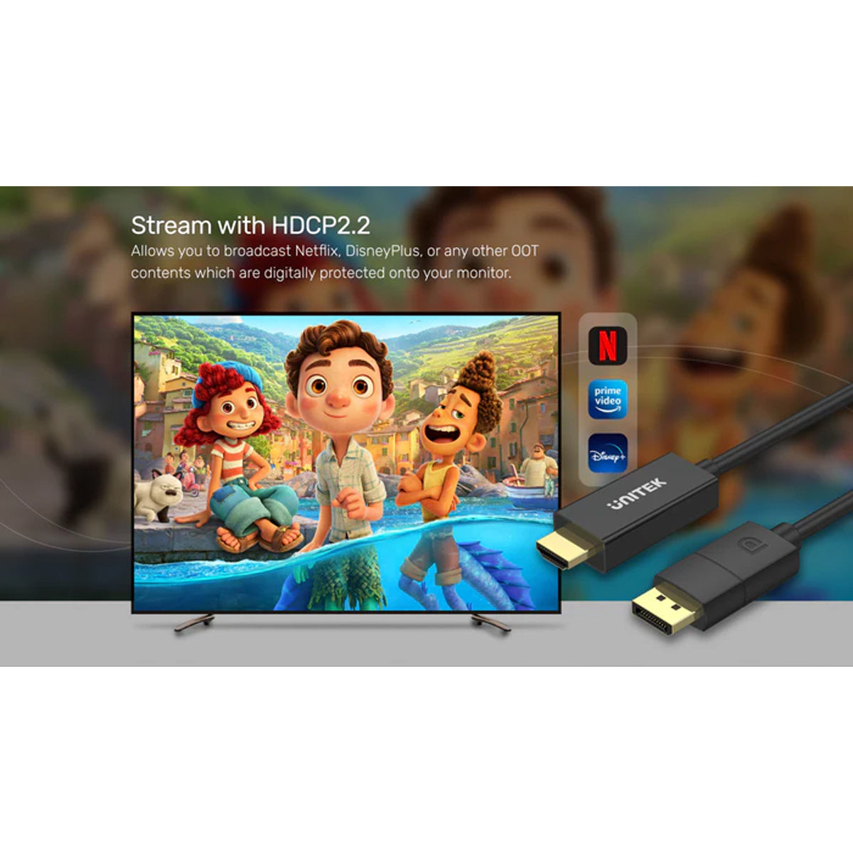 Unitek DisplayPort to HDMI Unidirectional Cable Up to 4K@60Hz - 1.8m