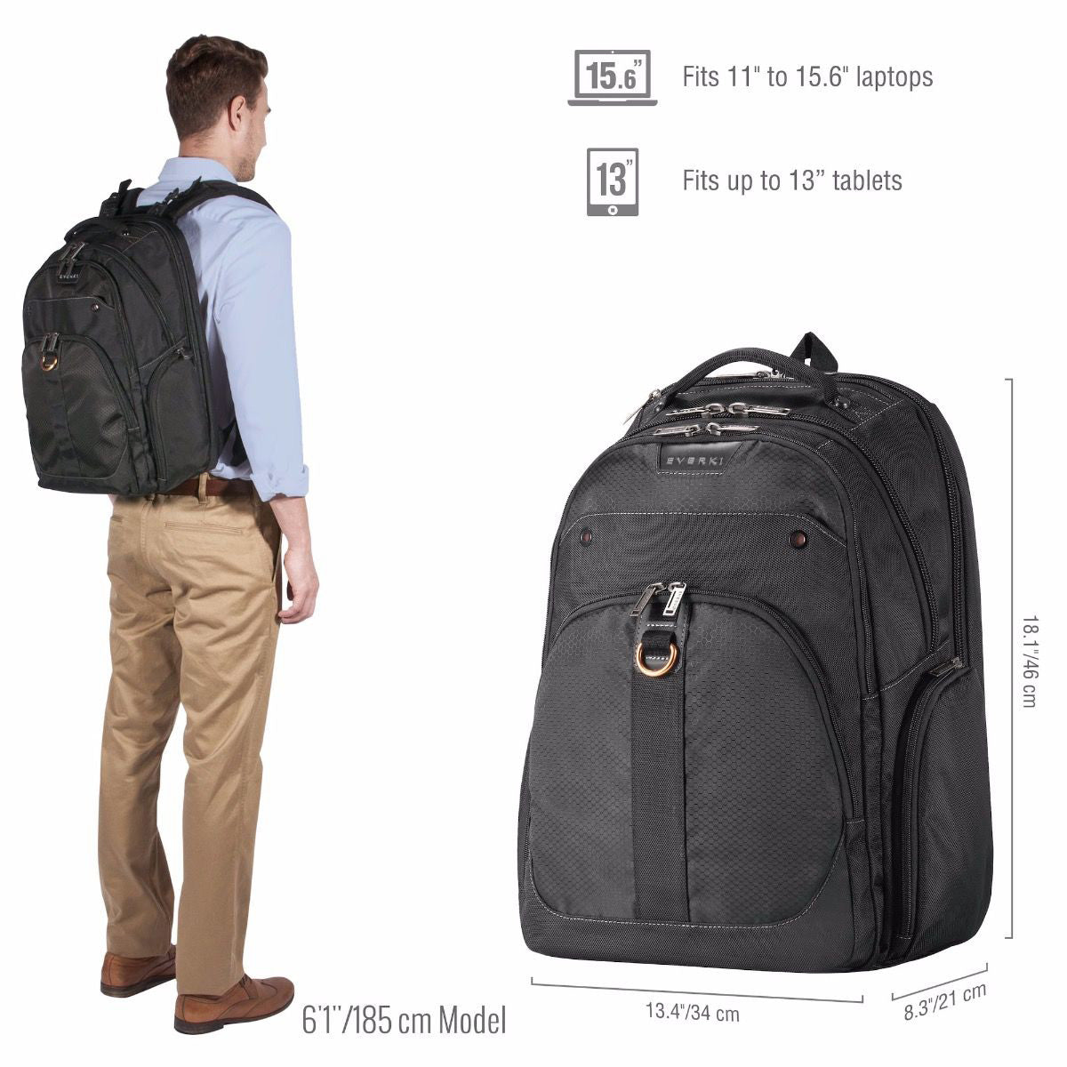 Everki Atlas Travel Laptop Backpack - Up to 15.6''