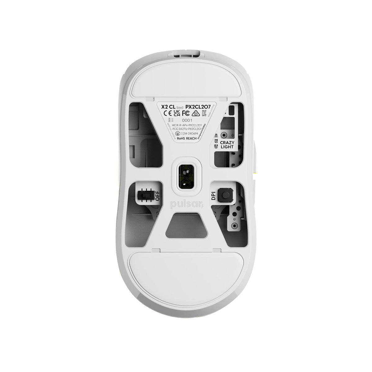 Pulsar X2H CrazyLight Medium Wireless Gaming Mouse - Uyuni White