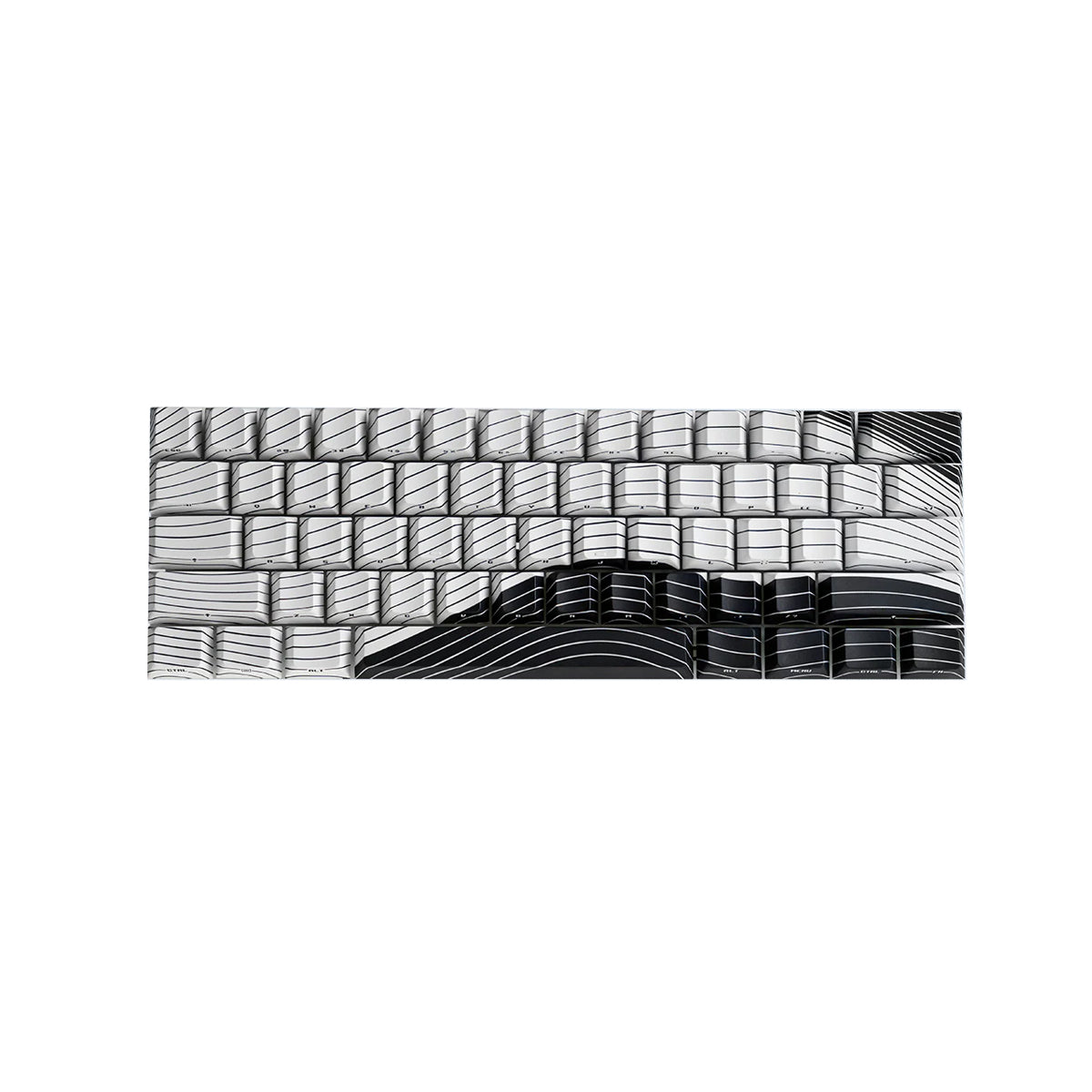 Wooting Dye-Sub PBT Magnetic Wave 61 Keys Keycap Set ANSI - Black and White