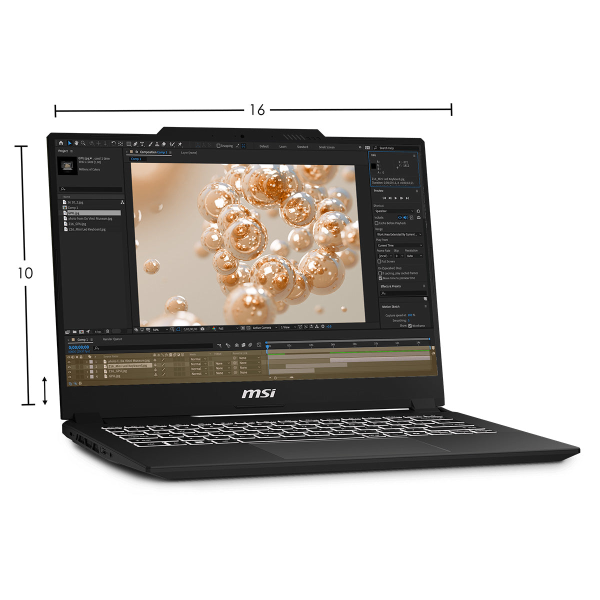 MSI Creator M16 HX C14VGG-099NZ 16'' QHD+ Creator Laptop